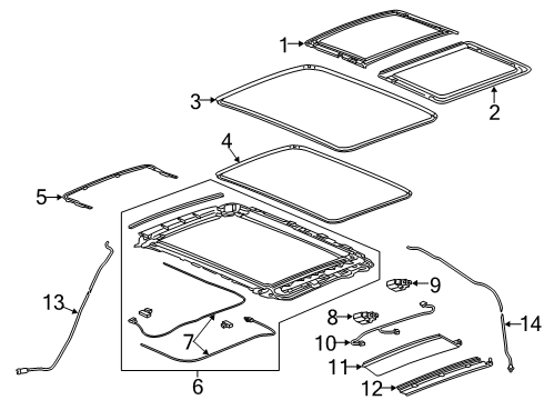 2020 Cadillac XT4 Sunroof, Body Diagram