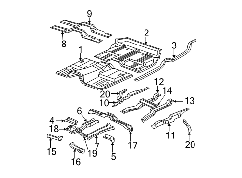 2006 Chevy Avalanche 1500 Reinforcement, Intermediate Floor Panel Diagram for 15115650