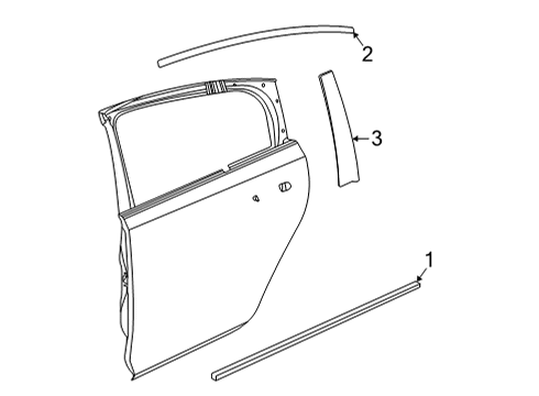 2020 Cadillac CT5 Molding Assembly, Rear S/D Wdo Upr Rvl Diagram for 84039297