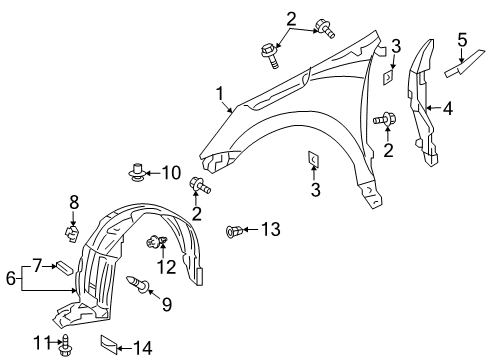 2009 Pontiac Vibe Fender & Components Diagram