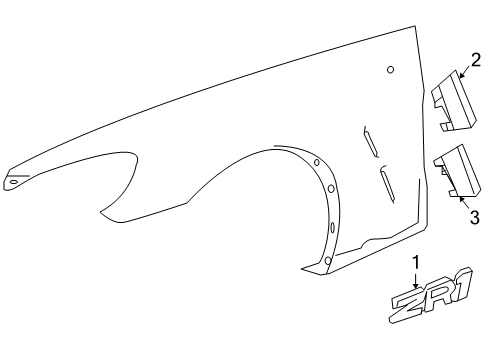 2011 Chevy Corvette Exterior Trim - Fender Diagram 3 - Thumbnail