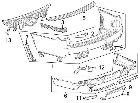 2023 Cadillac Escalade ESV MOLDING-RR BPR FASCIA LWR *SERV PRIMER Diagram for 86519743