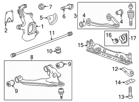 2021 GMC Sierra 3500 HD Front Suspension, Control Arm Diagram 1 - Thumbnail