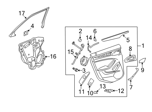 2009 Cadillac CTS Interior Trim - Rear Door Diagram