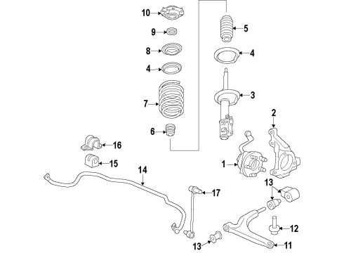 2007 Saturn Aura Front Suspension, Control Arm, Stabilizer Bar Diagram 3 - Thumbnail