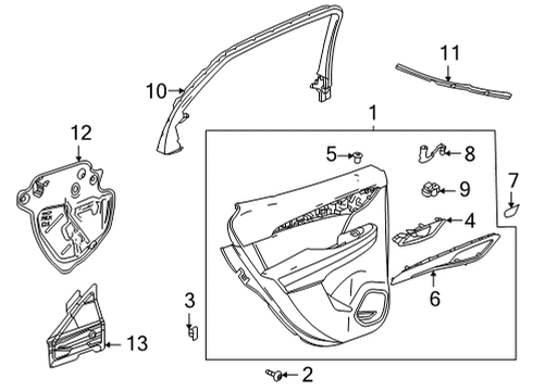 2023 Buick Envision Applique Assembly, Rear S/D T/Pnl *Glam Wood Diagram for 84904563