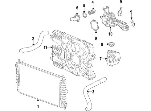 2016 Chevy Camaro Cooling System, Radiator, Water Pump, Cooling Fan Diagram 9 - Thumbnail