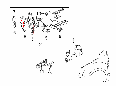 2009 Saturn Vue Inner Components - Fender Diagram