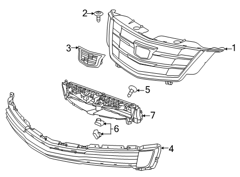 2015 Cadillac ELR Grille Assembly, Front Diagram for 23290997