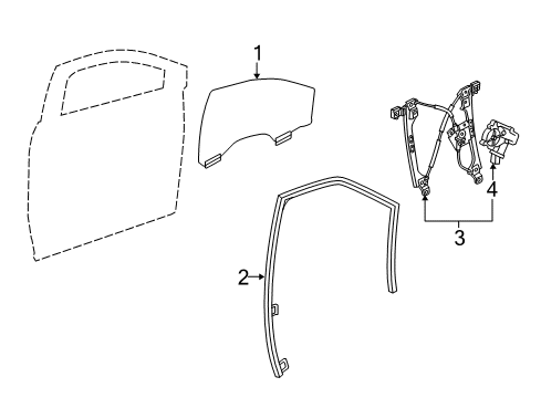 2010 Cadillac SRX Front Door - Glass & Hardware Diagram