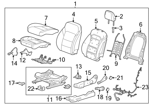 2022 Chevy Bolt EV Driver Seat Components Diagram 1 - Thumbnail