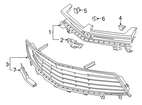 2016 Chevy Camaro Grille & Components Diagram