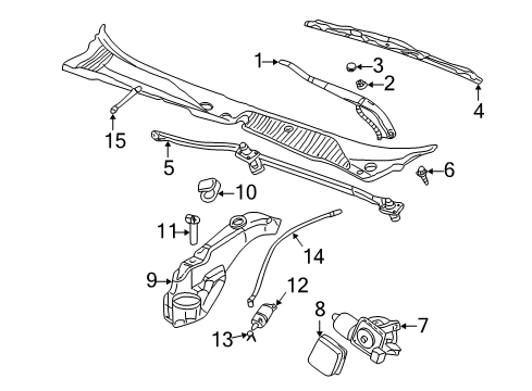 2002 Cadillac Seville Wiper & Washer Components, Body Diagram