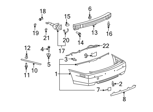 2009 Cadillac STS Rear Bumper Cover (Primed) Diagram for 89025756