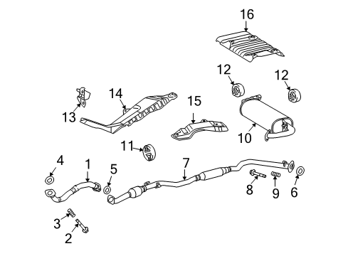 2009 Pontiac Vibe Exhaust Components Diagram 2 - Thumbnail