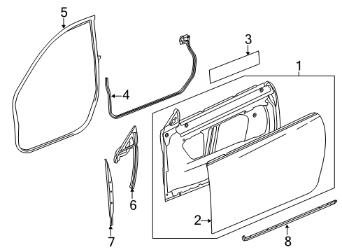 2019 Cadillac ATS Door Assembly, Front Side Diagram for 84123305