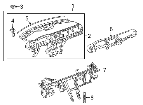 2022 Chevy Blazer Panel Assembly, I/P Upr Tr *Dk Galvanizee Diagram for 84841478