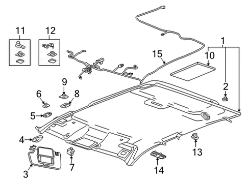 2020 Chevy Silverado 2500 HD Sunshade Assembly, . *Jet Black Diagram for 84686608