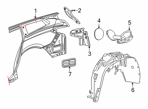 2022 Buick Enclave Gutter, Body Side Outer Rear Panel Drain Diagram for 84324326