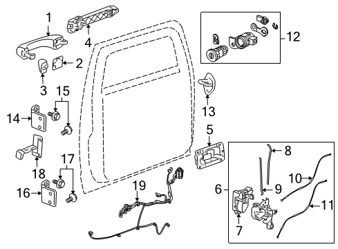 2010 Hummer H3T Cap,Front Side Door Outside Handle Stud Diagram for 15932907