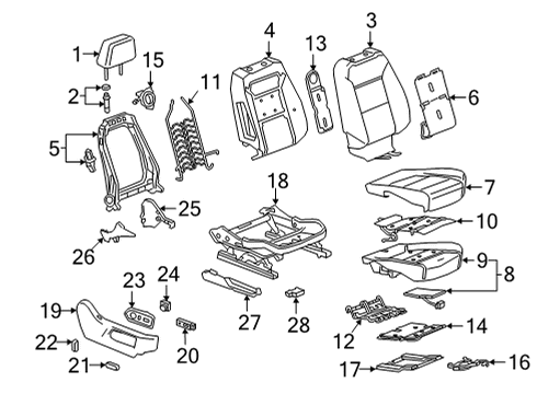 2024 GMC Sierra 3500 HD Passenger Seat Components Diagram 3 - Thumbnail