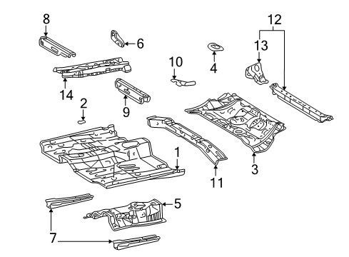 2004 Pontiac Vibe Pillars, Rocker & Floor - Floor & Rails Diagram 1 - Thumbnail