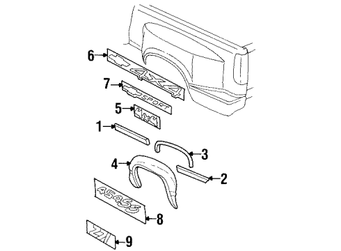 1991 GMC K3500 Decal, Pick Up Box Side /Rh/ (Medium Argent) Diagram for 15606062