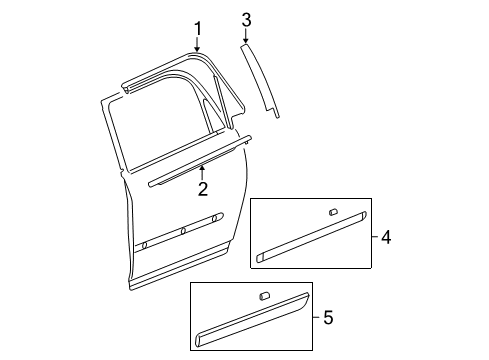 2010 GMC Acadia Exterior Trim - Rear Door Diagram