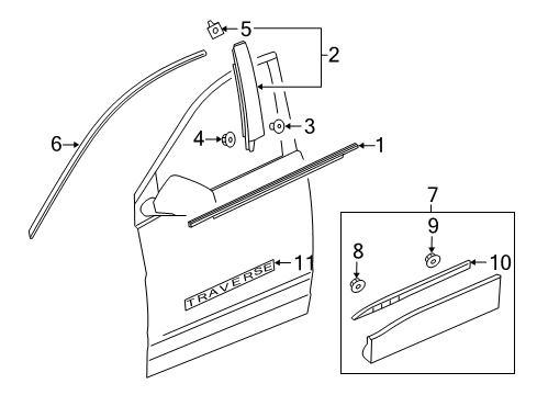 2022 Chevy Traverse Exterior Trim - Front Door Diagram