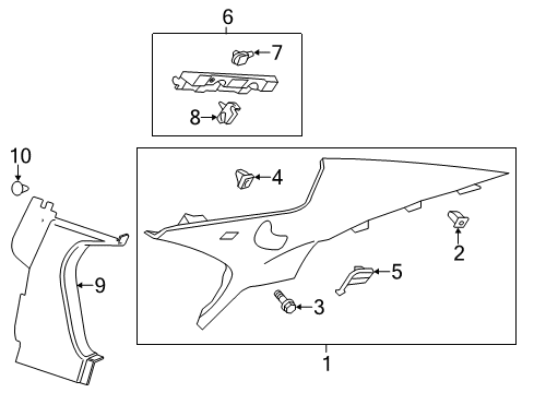 2015 Cadillac CTS Interior Trim - Quarter Panels Diagram 1 - Thumbnail