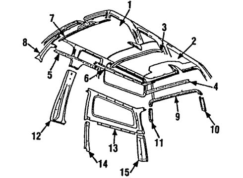 1985 Chevy K20 Suburban Molding, Rear Door Garnish, Left*Medium Dark Gray* Diagram for 14068267