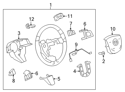 2013 Cadillac CTS Steering Wheel Assembly *Ebony Diagram for 22982710