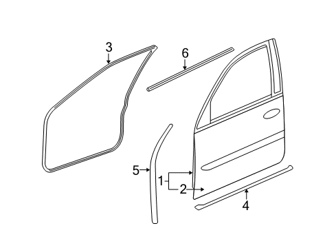 2010 Cadillac STS Weatherstrip,Front Side Door Auxiliary Diagram for 15922955