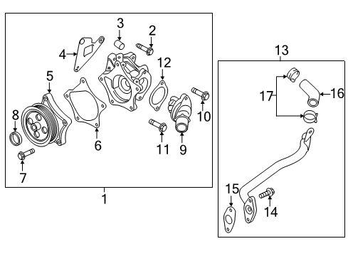 2017 Chevy Spark Gasket, Water Pump Housing Diagram for 12635752