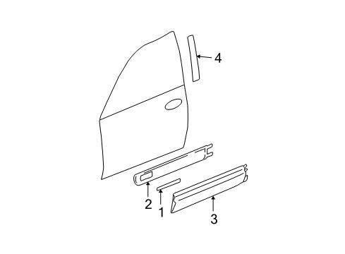 2004 Oldsmobile Bravada Molding Assembly, Front Side Door Lower (Paint To Match) *Black Diagram for 15074514