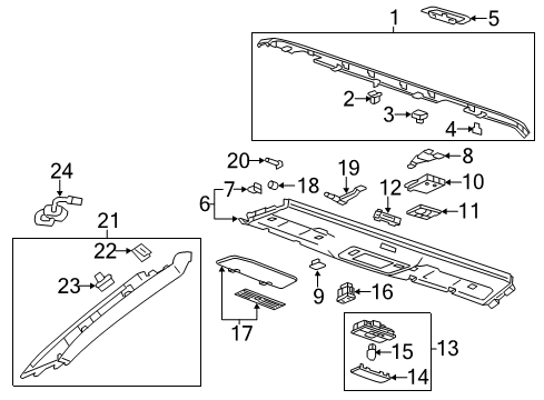 2013 Chevy Camaro Retainer,Roof Front Compartment Diagram for 92247935