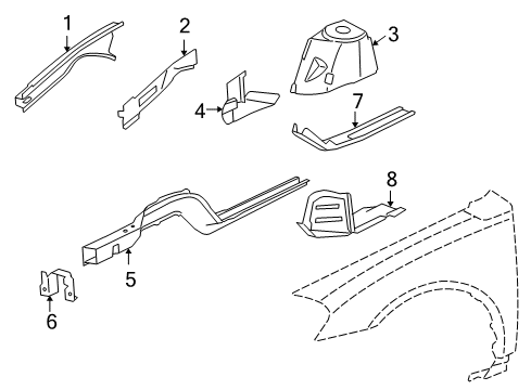 2007 Chevy Monte Carlo Structural Components & Rails Diagram