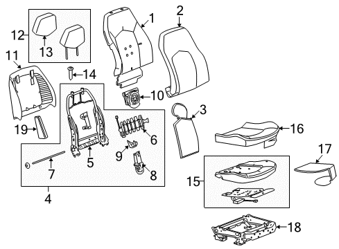 2008 Cadillac CTS Module Kit,Inflator Restraint Front Pass Presence (W/ Sensor) Diagram for 19210876