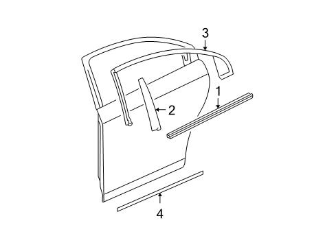 2011 Chevy Malibu Exterior Trim - Rear Door Diagram