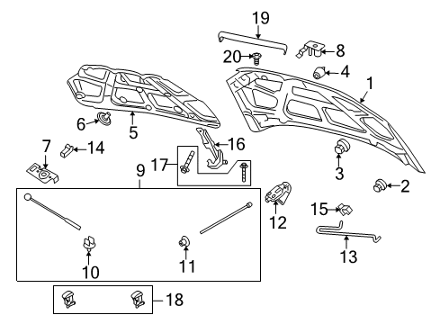 2008 Chevy Aveo Molding,Hood Front *Chrome Diagram for 96852700