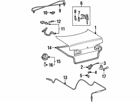 2002 Chevy Prizm Pin,Rear Compartment Lid Hinge Diagram for 94857454