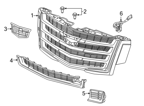 2020 Cadillac Escalade Grille & Components Diagram