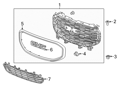 2019 GMC Terrain Front Grille Emblem Diagram for 23456058