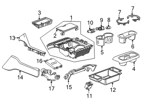 2023 GMC Yukon XL Applique Assembly, F/Flr Cnsl *Jet Black Diagram for 84699207