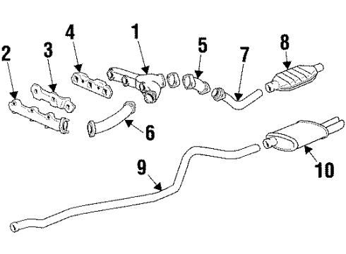 1989 Chevy Beretta Exhaust Muffler And Tailpipe Assembly Diagram for 10121097