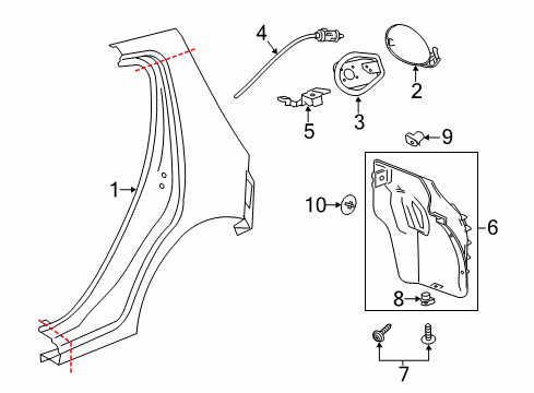 2014 Chevy Spark Quarter Panel & Components Diagram