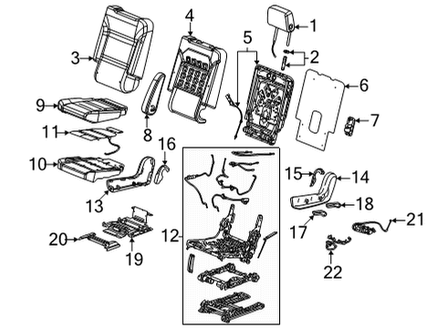 2021 GMC Yukon XL Second Row Seats, Body Diagram 1 - Thumbnail