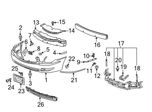 2009 Buick LaCrosse Bracket, Front License Plate Diagram for 15876979