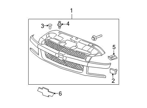 2006 Chevy Avalanche 2500 Grille & Components Diagram 2 - Thumbnail