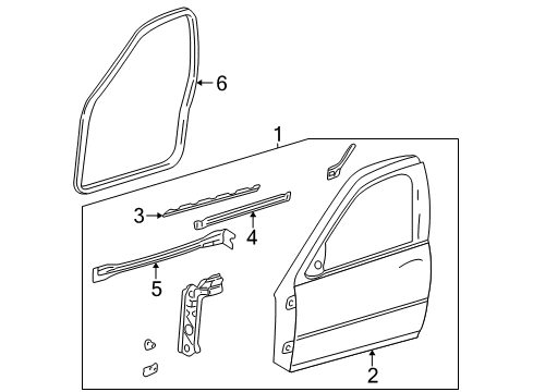 2002 Oldsmobile Alero Weatherstrip,Front Side Door Diagram for 15147498